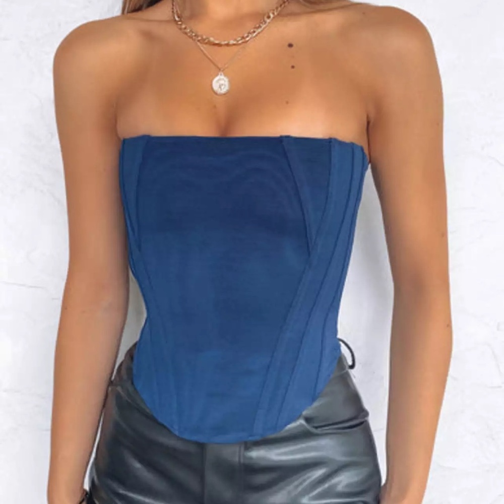 White Fox Navy Mesh Corset